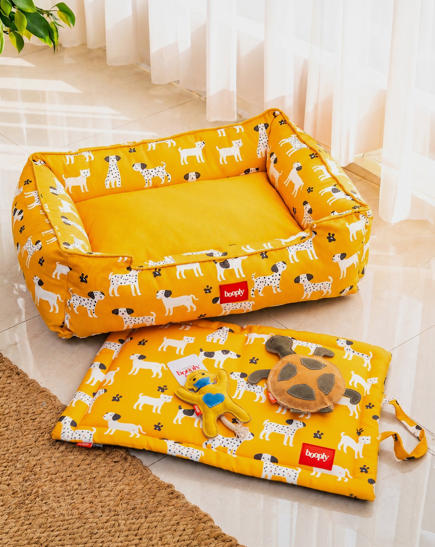 Sunshine Snooze Kit | Cozy Bed, Play Mat & Suede Pet Toys Set
