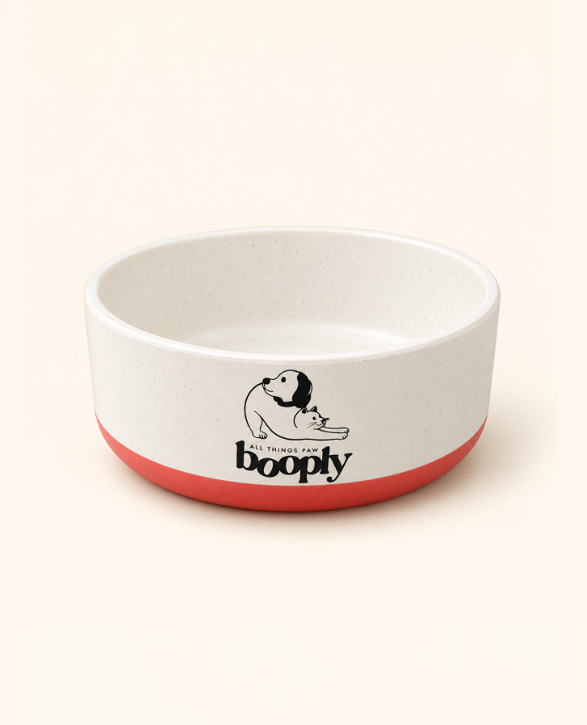 Booply Bamboo Dog Bowl - Cream & Red