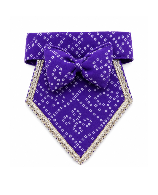 Booply Festive Paws Bandana with Bow- Jamun