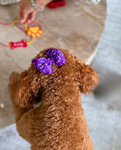Booply Festive Paws Bandhani Bow Clip - Jamun